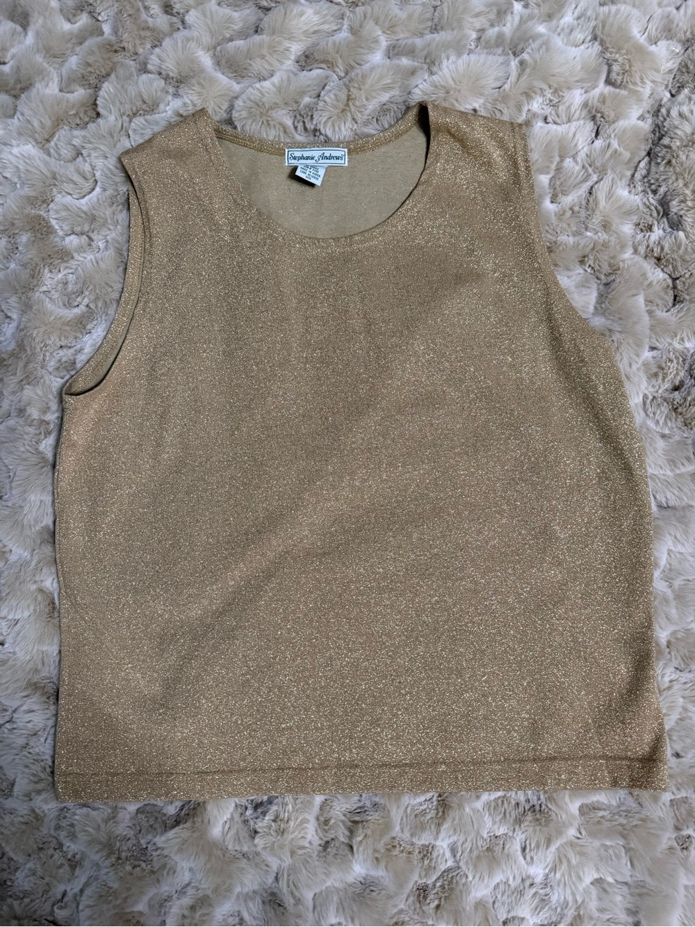Vintage 90s Stephanie Andrews Gold Sleeveless Sparkle Top